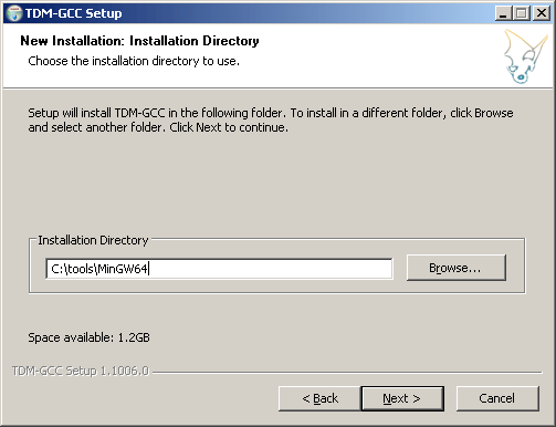 Select TDM-GCC installation directory