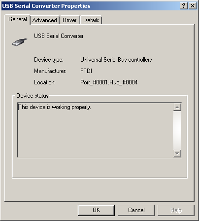 USB Serial Converter Properties