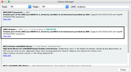 Install the LMIC-Arduino library