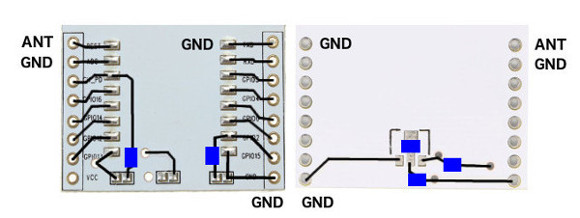 ESP 8266 module adapter plate PCB trace cuts