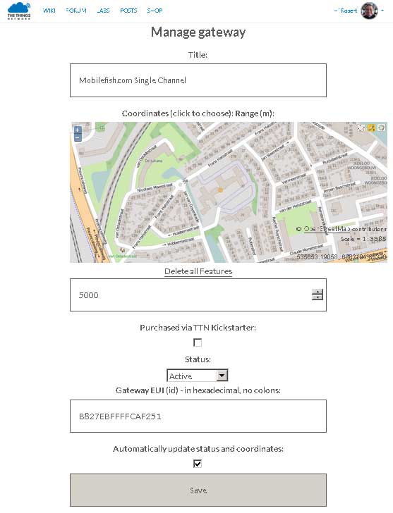 The Things Network gateway added