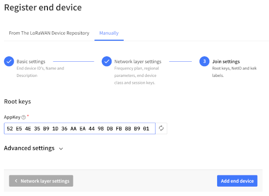 Register end device (Step 3)