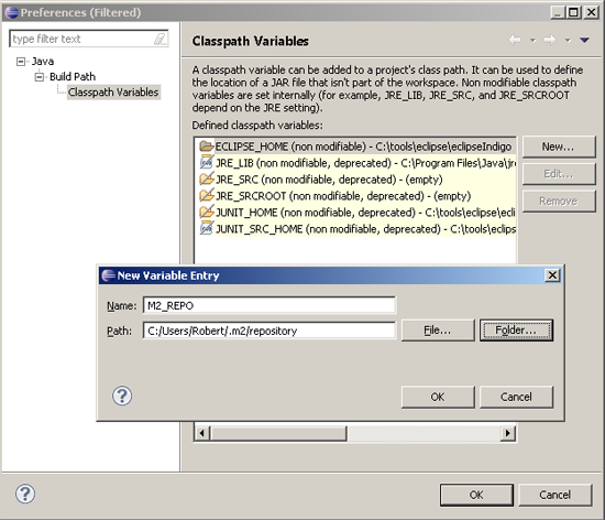 Eclipse classpath variable entry