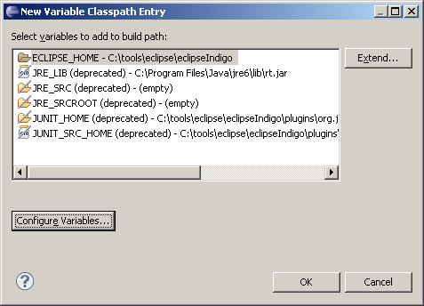 Eclipse configure variables