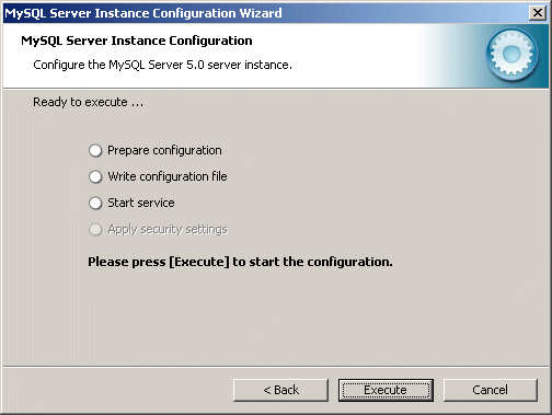 MySQL 5.0 ready to execute