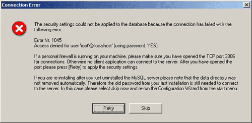MySQL 5.1 connection error