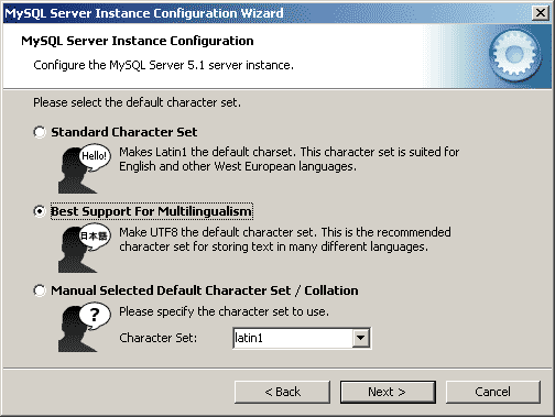 MySQL 5.1 default character set