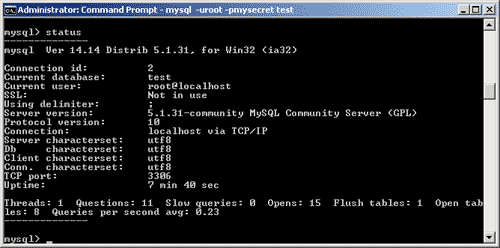 MySQL 5.1 status