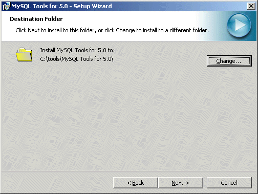 MySQL 5.0 bundle change folder