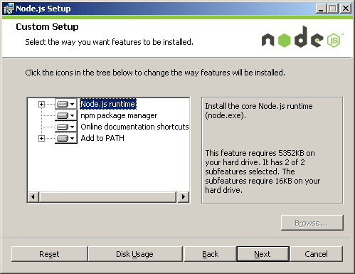 Node.js installation step 4