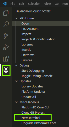 PlatformIO New Terminal