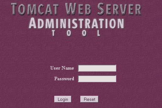 Tomcat administration page login.