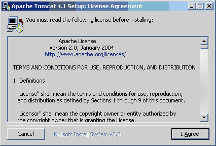 Tomcat license agreement, step2.