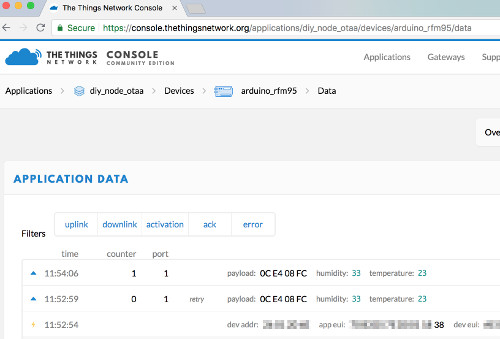 The Things Network console