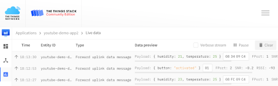 Receiving DHT11 sensor data and button pressed