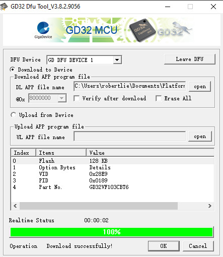 firmware.hex file is uploaded