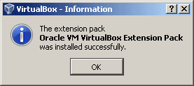 Virtualbox extension pack installed