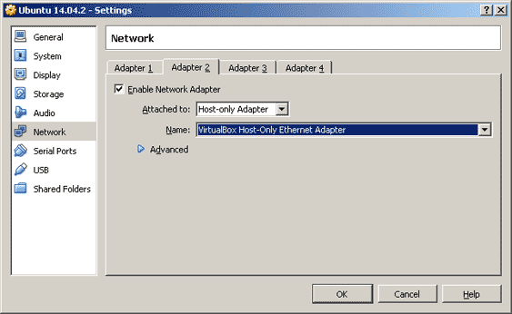 Virtualbox settings network