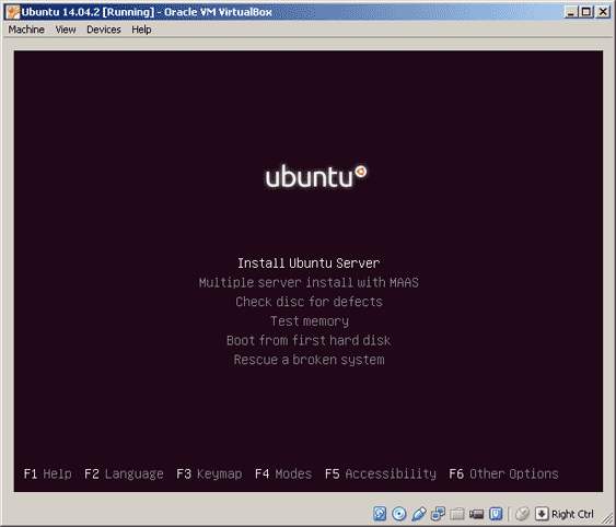 Virtualbox, setup Ubuntu, install server