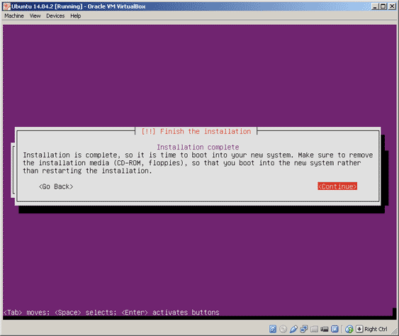 Virtualbox, setup Ubuntu, finish installation