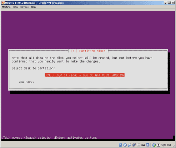 Virtualbox, setup Ubuntu, partition disk step 2