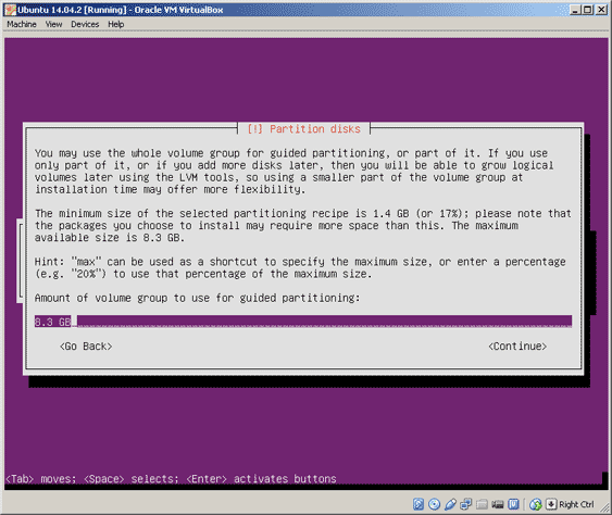 Virtualbox, setup Ubuntu, partition disk step 4