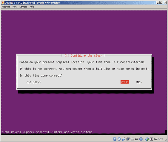Virtualbox, setup Ubuntu, set timezone