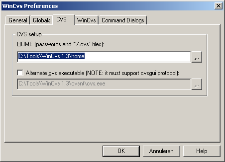 WinCvs Preferences CVS