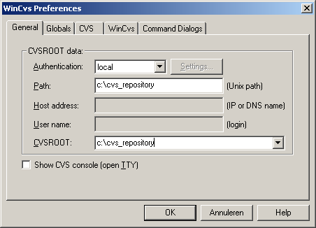 WinCvs Preferences General