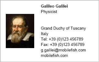 Business card example 1