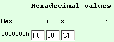 Hex values before reverse