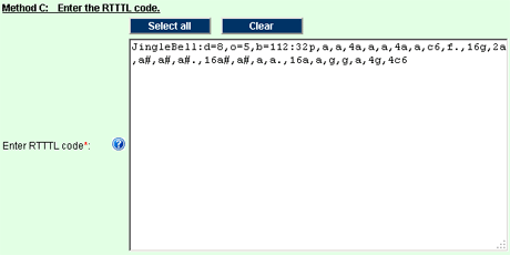 Enter RTTTL code, method 1