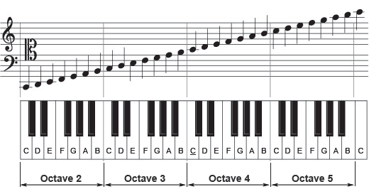 Grand staff with octaves