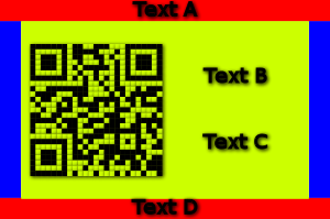 Landscape: QR code left, Text B and C next to QR code