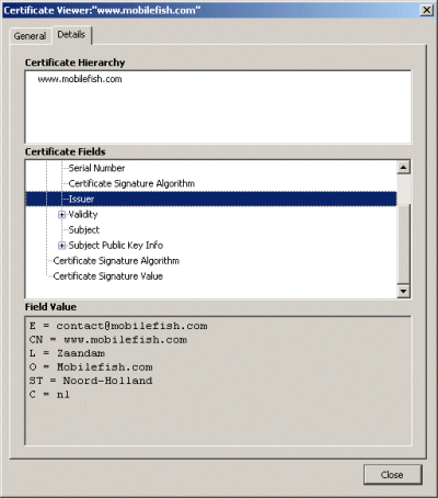 Certificate details