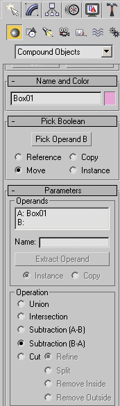 3DSMax 7: Boolean