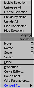3DSMax 7: Right click on ellipse to display menu