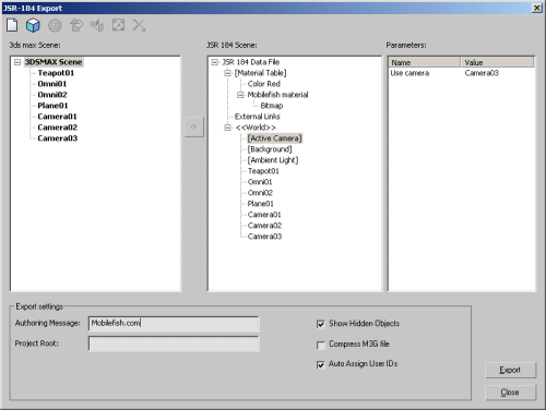 3DSMax 7, teapot export settings.