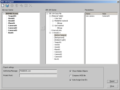 3DSMax 7, teapot export settings.