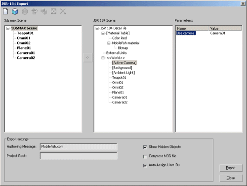 3DSMax 7, teapot export settings.