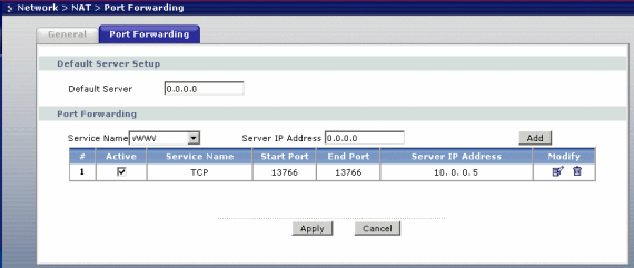 ADSL modem port forwarding