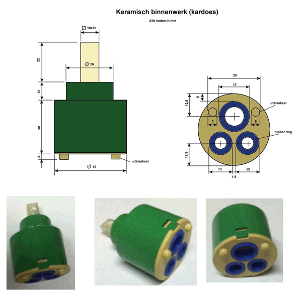 Ceramic mixer cartridge valve example 1