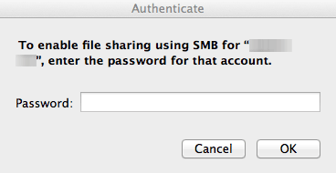 Enter the password of the user account who shares the folder