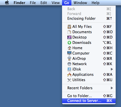 Finder connect to server