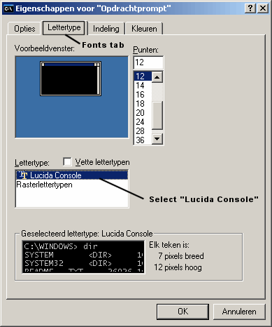 Select Lucida Console.