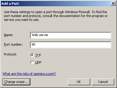 Windows Firewall open port